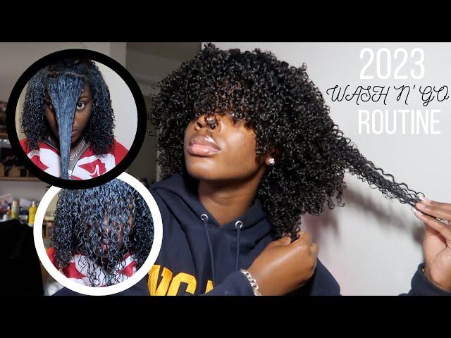 WASH N' GO ON 3C/4A HAIR | CUTTING CURLY BANGS?! | DEFINED CURLS + STRETCHING | 2023