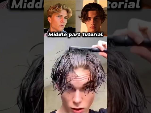 ""Middle part hair tutorial  #shorts #hairstyle #hairtutorial #trending #fyp