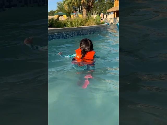 Little Girl FirstTime Walking By Herself In The Lazy River #shorts #subscribe #trending #viral