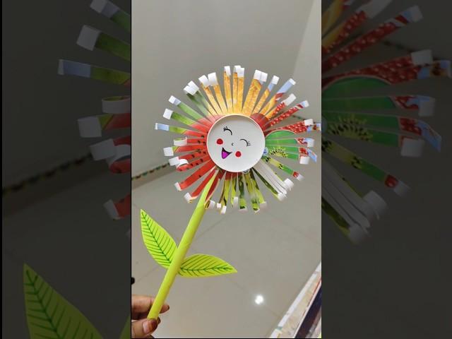 cute sunflowercraft using disposable glass|easy and simple paper craft idea for kids#trending#viral