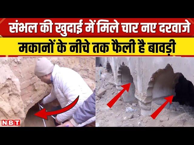 Sambhal Bawdi News: खुदाई में नजर आए चार दरवाजे, पड़ोस में बने मकानों के नीचे तक फैली हुई है बावड़ी