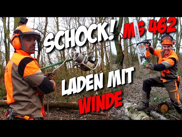 ️Schockmoment! Holz laden mit Winde #ms462 #stihl #firewood #winch #spillwinde