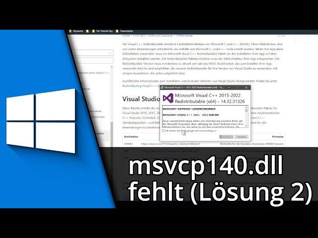 msvcp140.dll fehlt / Lösung (2)  Tutorial