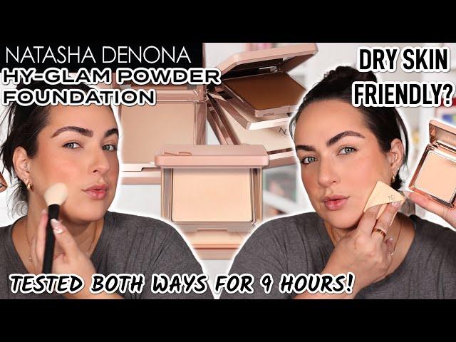 NEW NATASHA DENONA HY-GLAM POWDER FOUNDATION TESTED BOTH WAYS! *Dry Skin Review* + 9 Hour Wear Test!