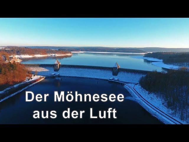 Kreis Soest von oben - Möhnesee im Winter Drohnenaufnahmen