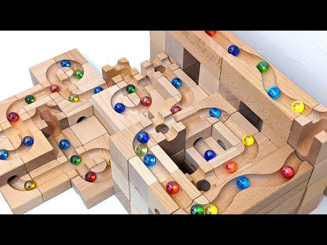 Marble Run ASMR  Wooden Block Cuboro 5 Types Course [Quick Assembly]