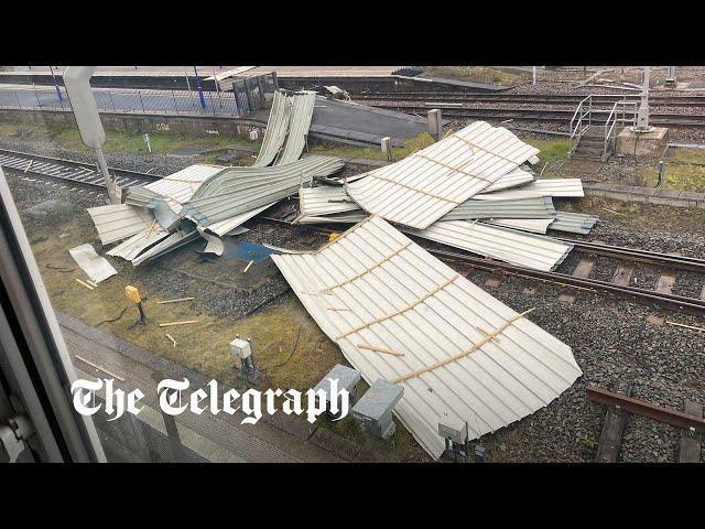 Storm Eunice: Blown-off roof causes train delays and lorry filmed overturning on motorway in Oxford