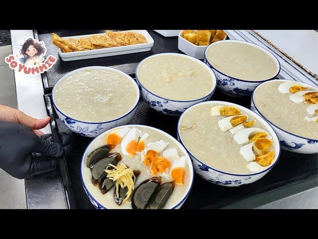 Silky Thick Congee! Traditional Chinese Breakfast with 10 Toppings! - Malaysia Street Food