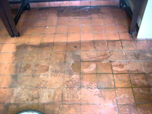 Terracotta floor tile cleaning