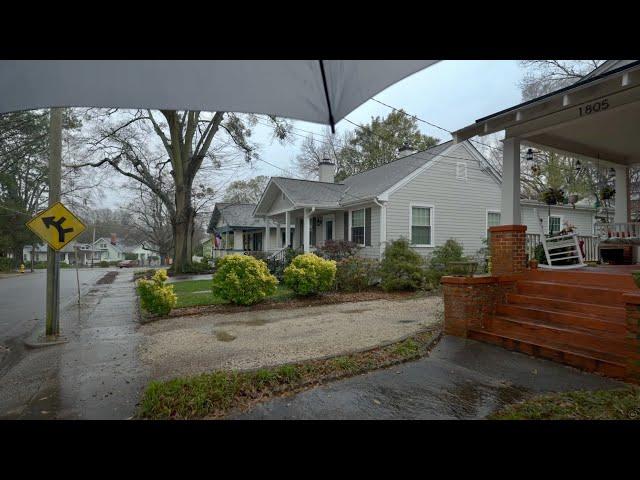 Relaxing Spring Rain Walk Through North Carolina Neighborhood | Nature Sounds for Sleep and Study