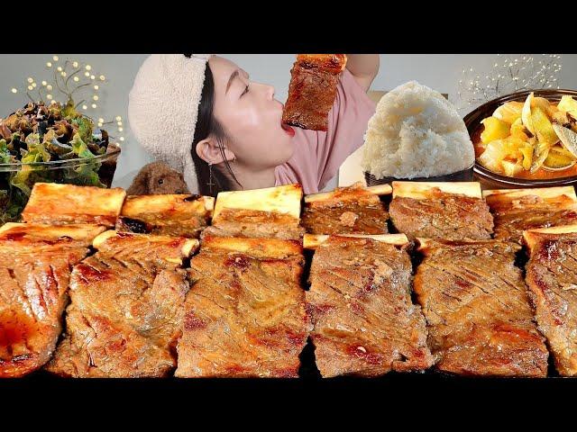 ASMR 단짠단짠 소갈비는 뜯는 맛이죠!! 된장찌개 밥 쌈 한식 리얼먹방 :) Korean cuisine beef rib MUKBANG