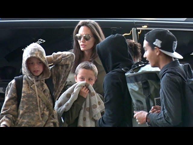 Angelina Jolie And The Children Taking A Trip