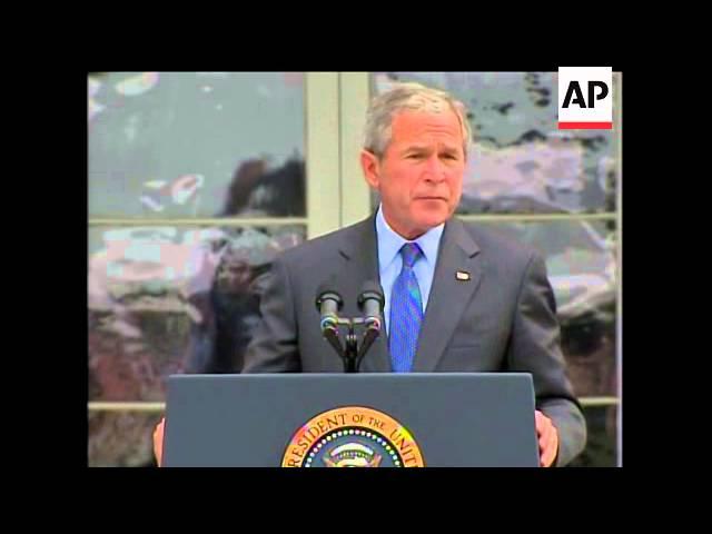 President Bush invoked the memory of Thomas Jefferson in welcoming new U.S. citizens at a naturaliza