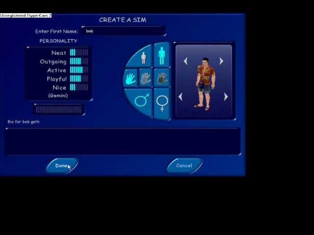 Sims 1 gameplay (create a sim)