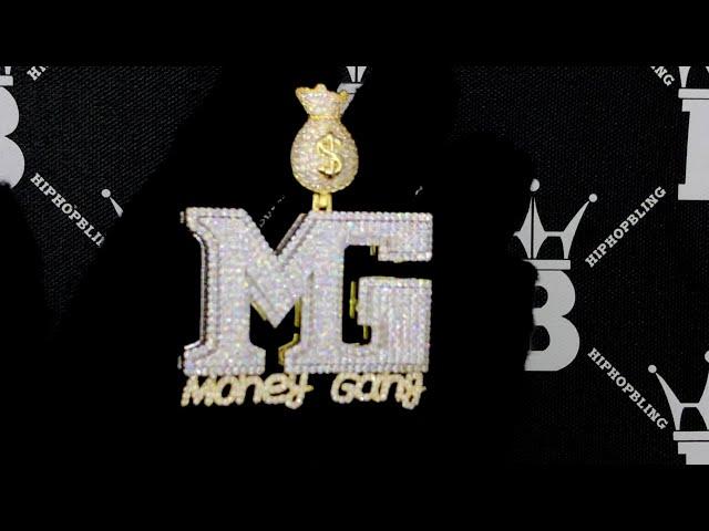 MG Money Gang VVS CZ Hip Hop Gold Iced Out Pendant | Bling Bling Jewelry