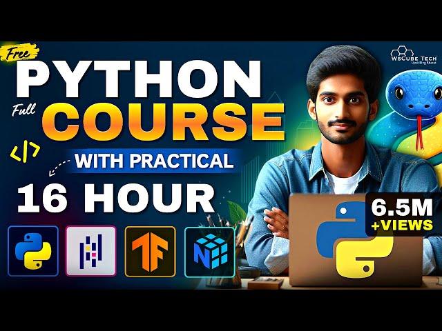 PYTHON Full Course for Beginners in 16 Hour (with Projects + Questions) | Learn Python Tutorial 2024