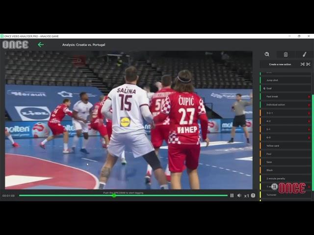 Handball analysis with Once Video Analyser PRO