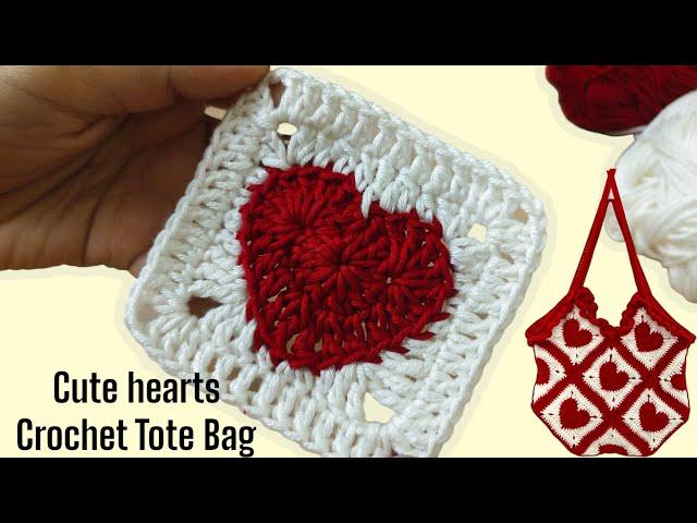 Beginner's Guide: Crochet Hearts Tote bag idea @sara1111Step by Step Instructions