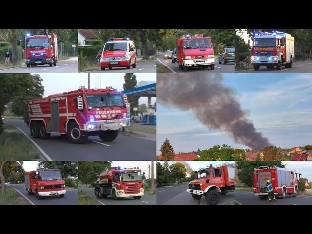 [FELDBRAND] Einsatzfahrten der Feuerwehr Zörbig, Aken, FTZ Anhalt-Bitterfeld in Zörbig am 18.07.2022