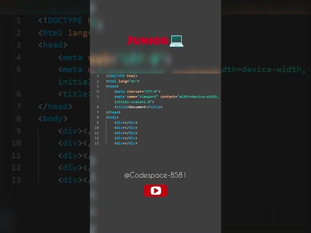 Trick - 1 ...Junior Vs Senior Developer#coding #development #developer #html  #csstudent