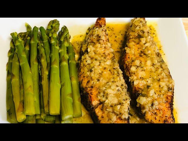 Easy Pan seared salmon fillets | Garlic Butter Parsley sauce | Luna’s kitchen USA | 4K