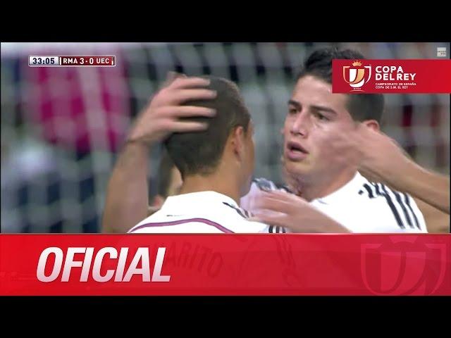 Asistencia de tacón de Chicharito y golazo de James (3-0) Real Madrid - UE Cornellà