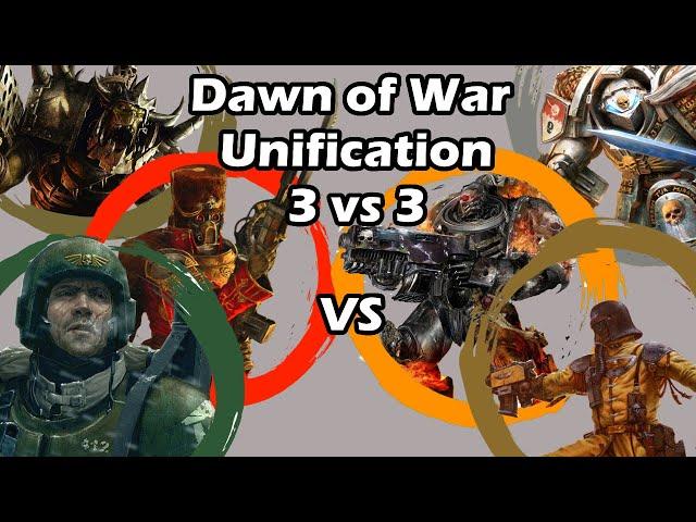 Dawn of War Unification: 3 vs 3 Legion of the Damned, Steel Legion, Hunters v Orks, Guard, Firstborn