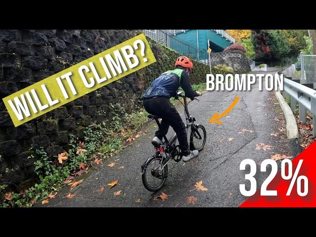 Brompton Folding Bike vs Portland's Steepest Street - Can the T Line 12 Speed Climb?