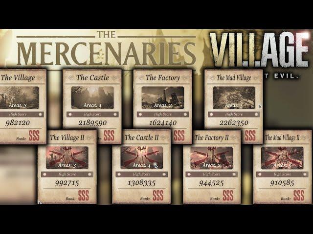 Resident Evil Village Mercenaries - All Maps SSS Rank Walkthrough