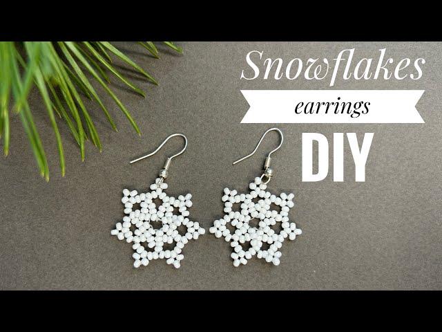 Easy beaded Snowflakes ornaments tutorial️Сережки снежинки из бисера