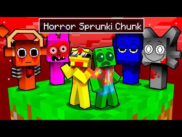One Slime Block on a HORROR SPRUNKI CHUNK in Minecraft!