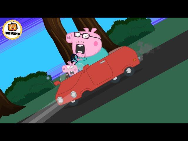 Ride With Daddy Pig 4K #funnycartoon #peppapig #peppapigparody