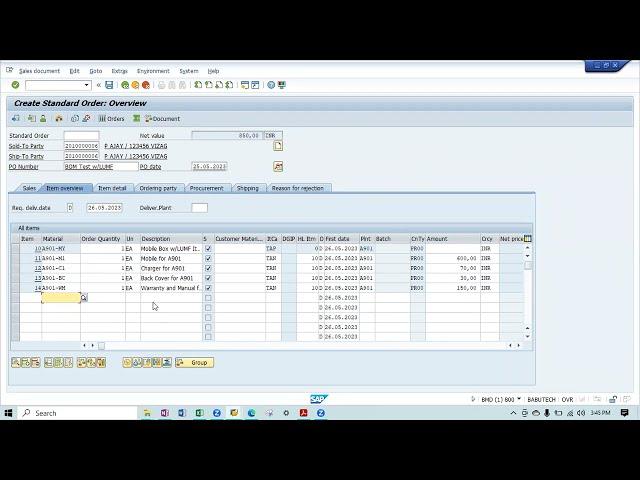 SAP SD || Bill of Material - Part2 || Sales BoM CS01 || Picking Location Dtmn OVL3 || #Telugu #A901