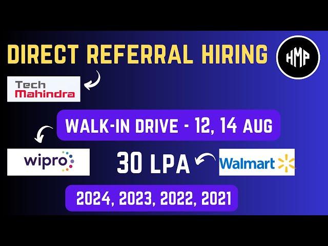 Tech Mahindra Referral Hiring | Wipro walk in interview 2024 | Tech Mahindra jobs for freshers 2024