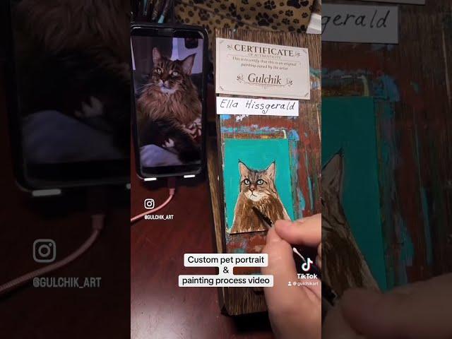 Custom pet portraits by New York based artist Gulchik Art, and free painting process video.