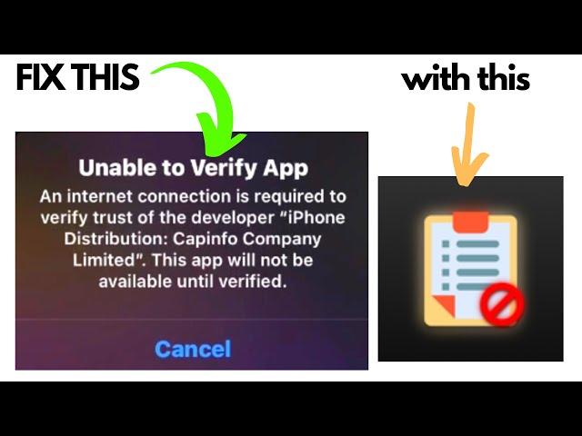 How to fix "An internet connection is required to verify trust of the developer" iOS/iPad 15-16.1.2