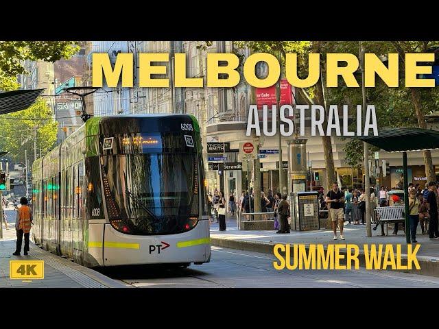 Melbourne Australia Summer Walk 4K |Melbourne CBD walk 4K