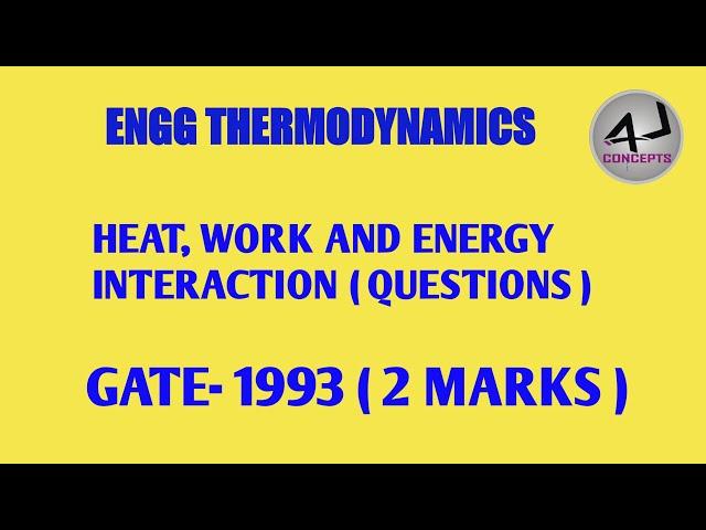 THERMODYNAMICS GATE PREVOUS YEAR QUESTION-1993/ WORK, HEAT AND ENERGY INTRACTION QUESTIONS