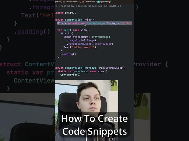 Save time with code snippets #shorts #swiftui #learnswiftui #xcode #appledeveloper