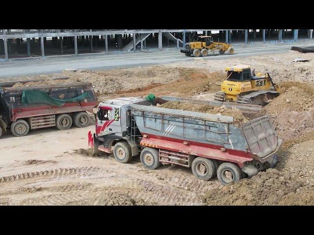 Incredible Dumper truck operator with Bulldozer process | Machine Kh