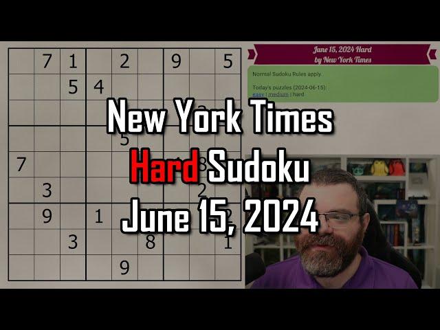 NYT Hard Sudoku Walkthrough | June 15, 2024