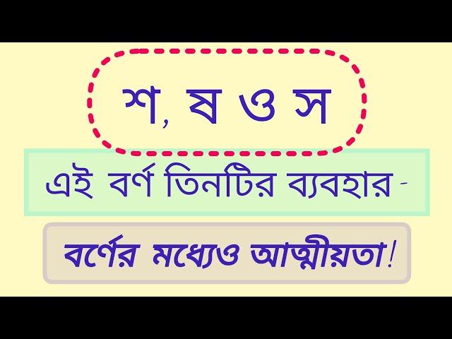 শ, ষ ও স- বর্ণ তিনটির ব্যবহার / শ,ষ ও স-র ব্যবহার।
