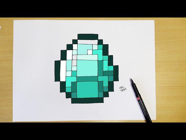 How to draw Minecraft Diamond || Step by step