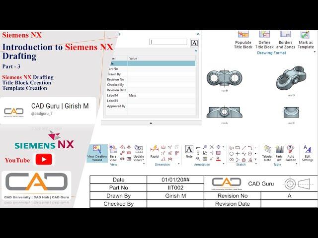 Introduction to Siemens Drafting | Title Block Creation | Template Creation