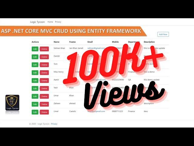 Asp .Net Core Mvc Crud Using Entity Framework (Urdu/Hindi) 