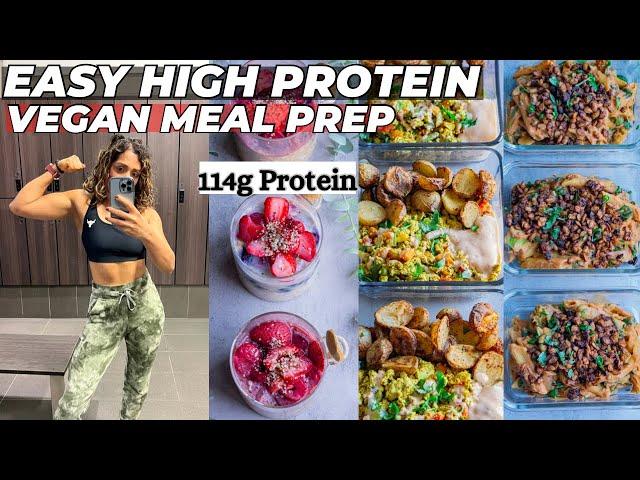 EASY High Protein Vegan Meal Prep | 1640 Calories| Zucchini Bread #veganfitness #highproteinvegan