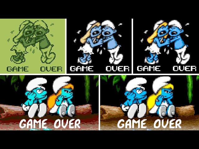 All The Smurfs Travel the World Versions - Death Animations & Game Over Screens!