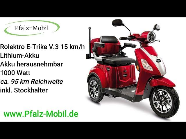 Rolektro E-Trike 15 V.3 Lithium Akku | 95 km | Rot | Seniorenmobil