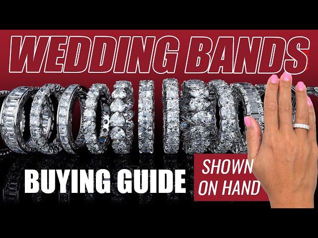 Wedding Bands Buying Guide - Blue Nile Wedding Rings - Wedding eternity band samples on the hand