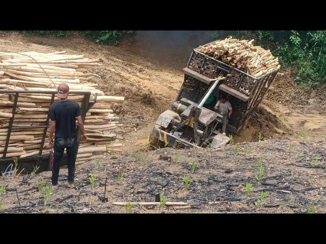 xe độ chở gỗ - Homemade trucks in Vietnam are extremely strong.